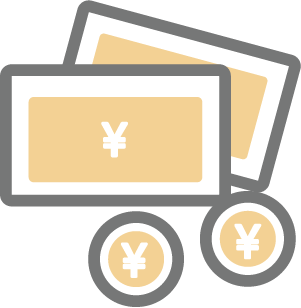 お金を表す紙幣と硬貨のアイコン