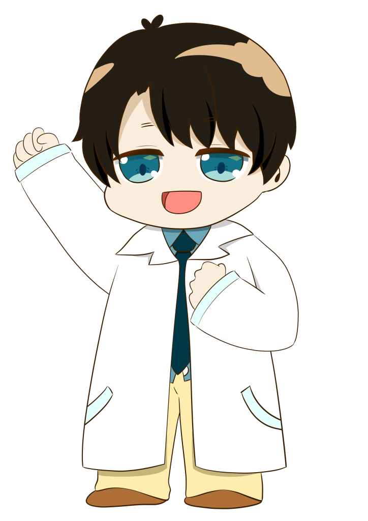 右手を上げているてらがわくん